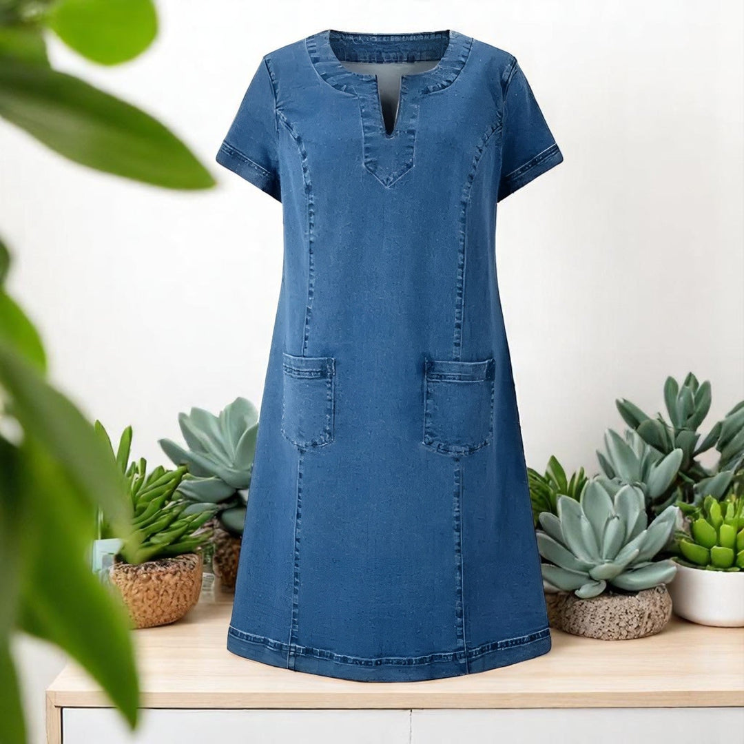Julia | Vestito in Denim Morbido con Tasche Frontali