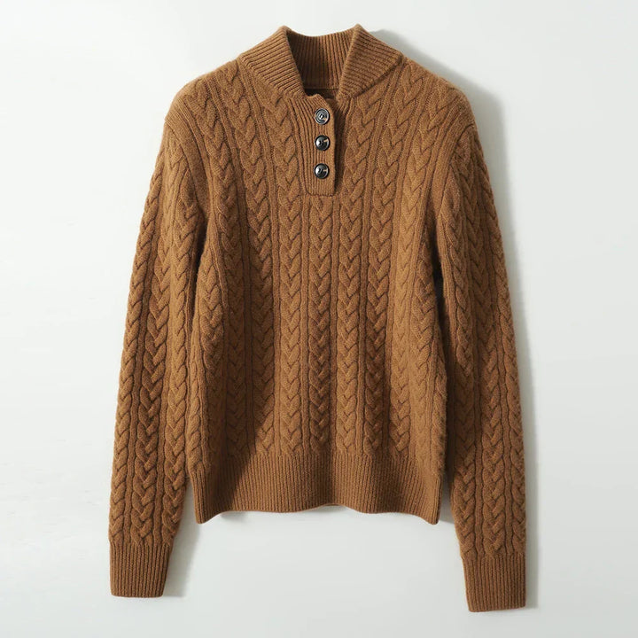 Carla | Maglione in Maglia Intrecciata con Bottoni