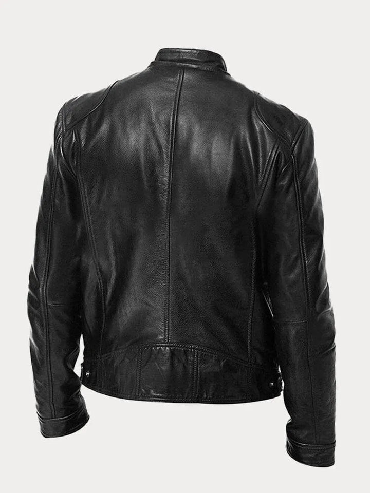 Enzo | Giacca in vera pelle nera – stile classico motociclista