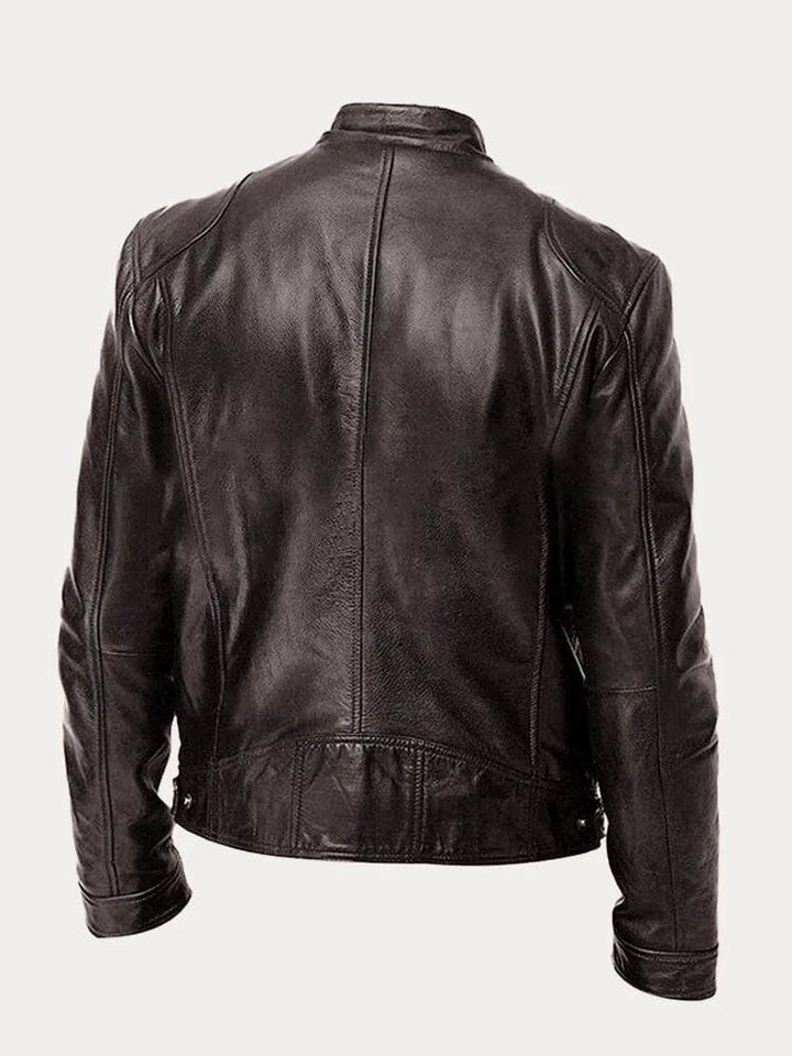 Enzo | Giacca in vera pelle nera – stile classico motociclista