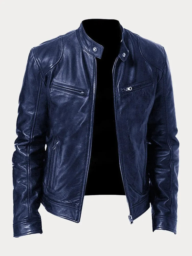 Enzo | Giacca in vera pelle nera – stile classico motociclista