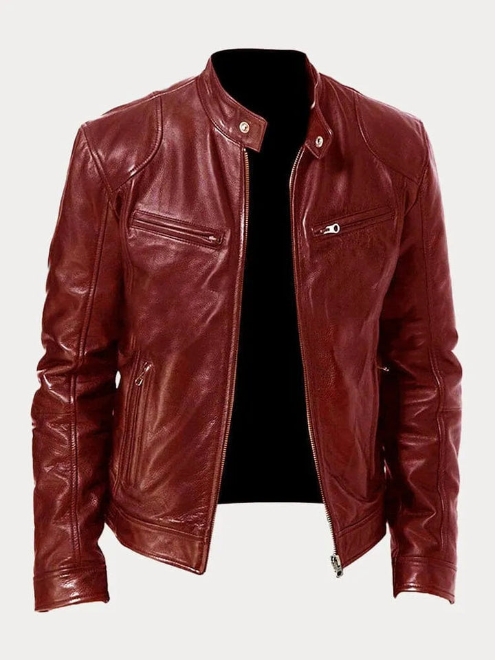 Enzo | Giacca in vera pelle nera – stile classico motociclista