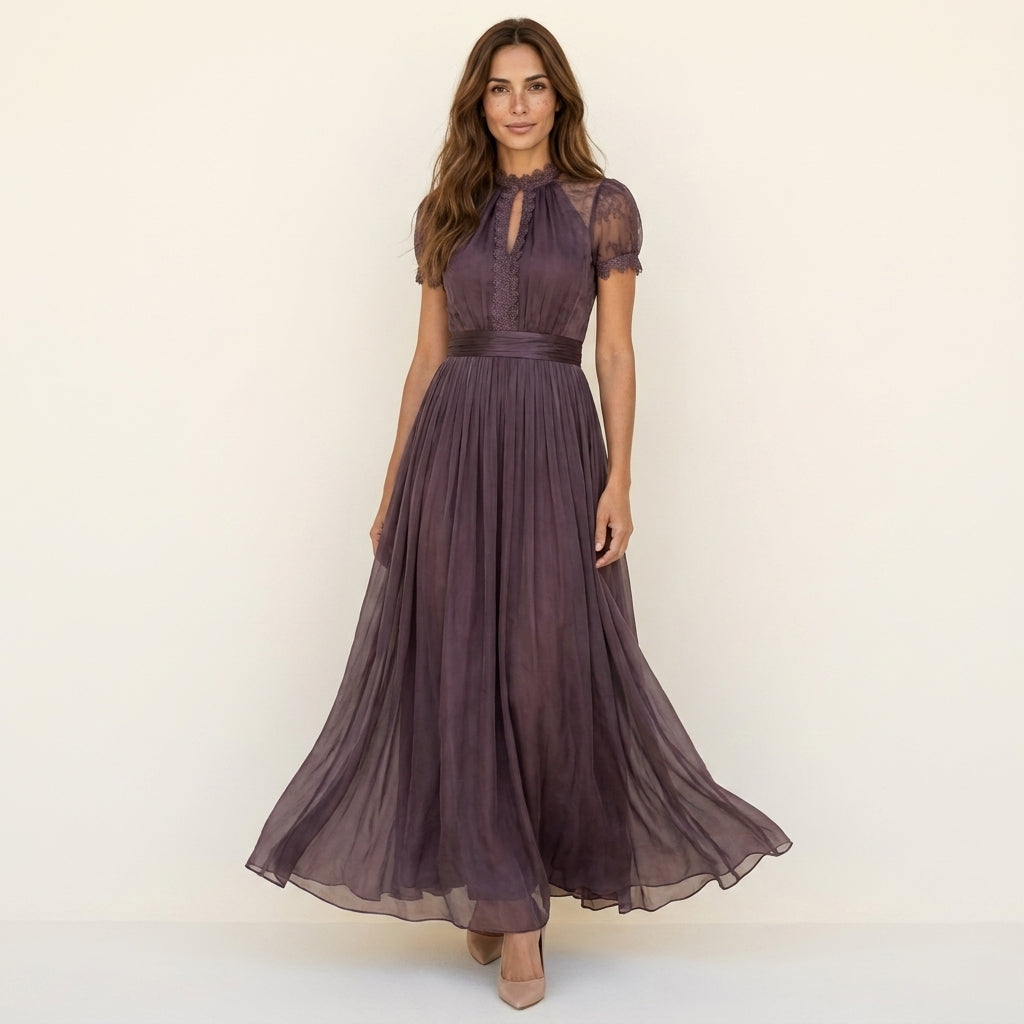 Flavia | Abito Lungo Vintage con Pizzo