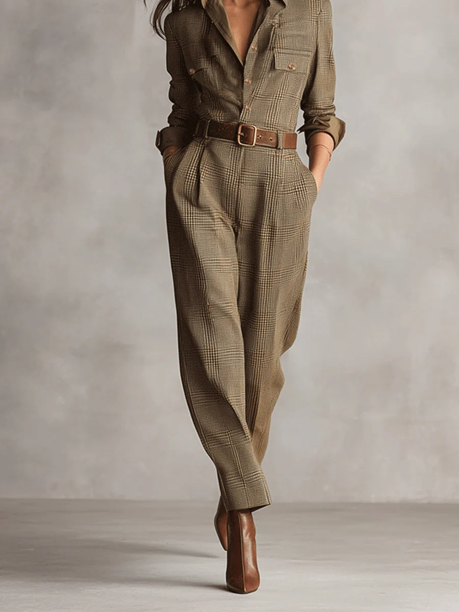 Zoë – Tuta Elegante in Tweed a Quadri