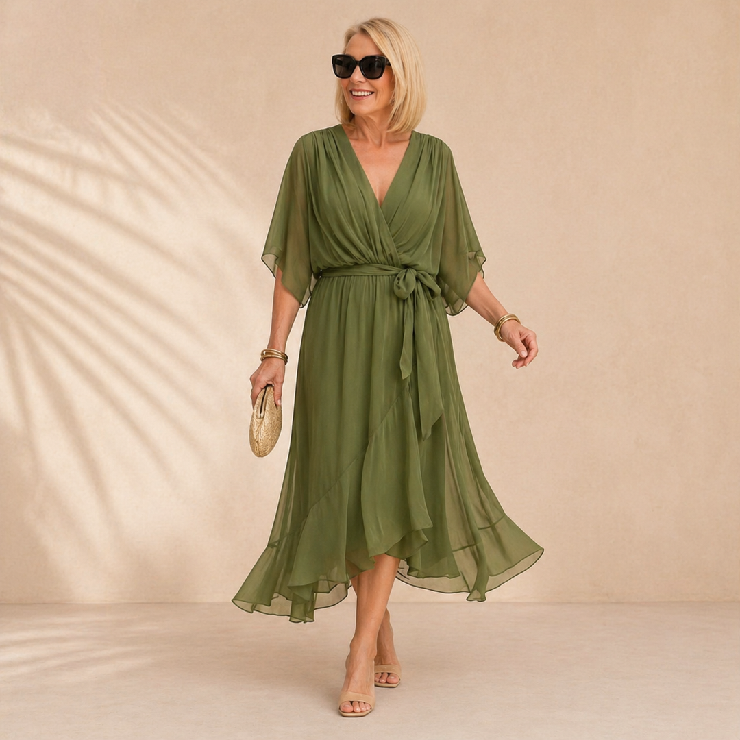Monica – Abito in chiffon con scollo a V