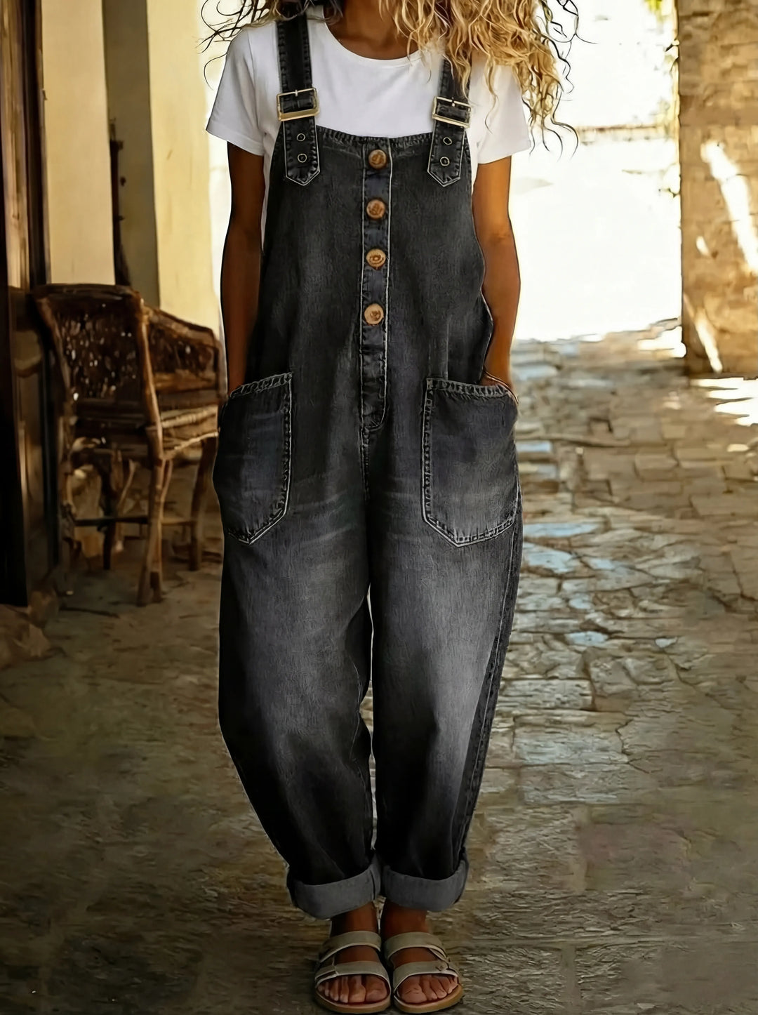 Rocio™ – Tuta in denim casual con fibbia regolabile