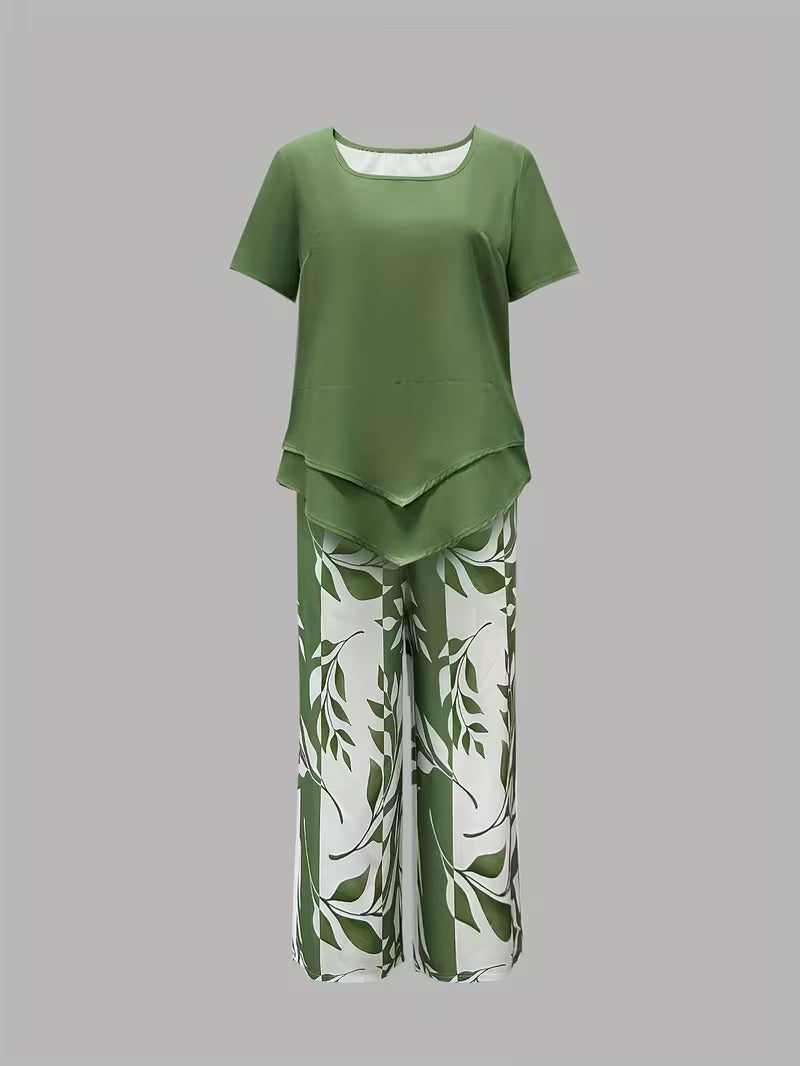 Arvessa™ | Set due pezzi casual con stampa a foglie