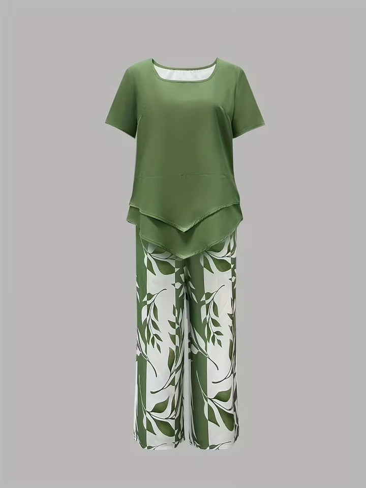 Arvessa™ | Set due pezzi casual con stampa a foglie