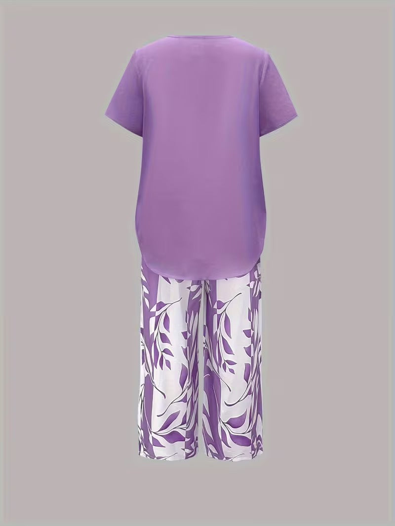 Arvessa™ | Set due pezzi casual con stampa a foglie