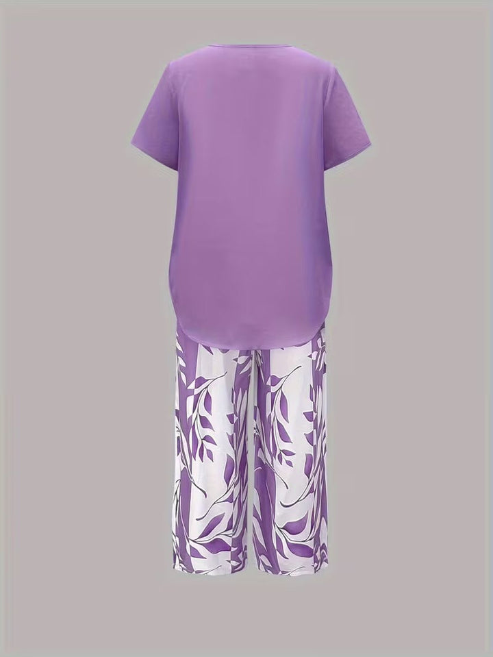 Arvessa™ | Set due pezzi casual con stampa a foglie