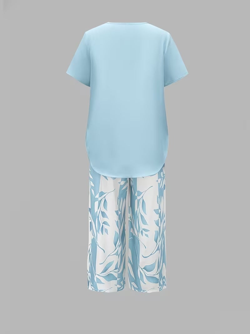 Arvessa™ | Set due pezzi casual con stampa a foglie