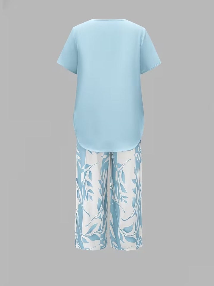 Arvessa™ | Set due pezzi casual con stampa a foglie