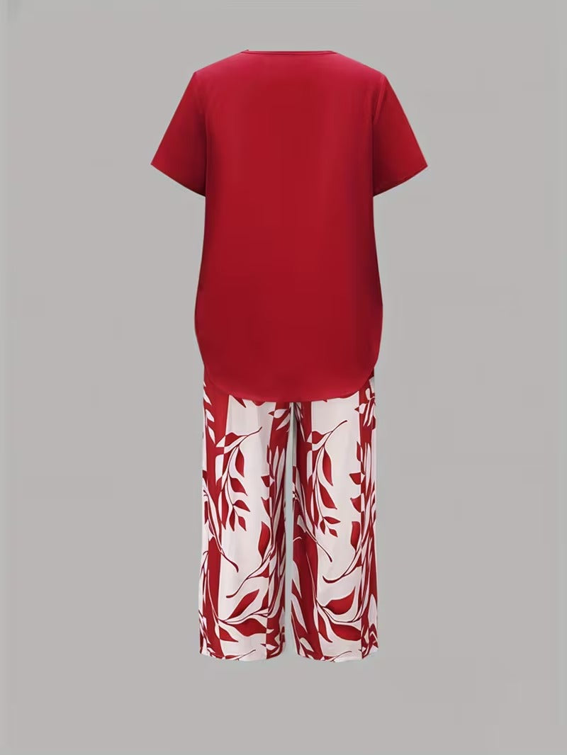 Arvessa™ | Set due pezzi casual con stampa a foglie