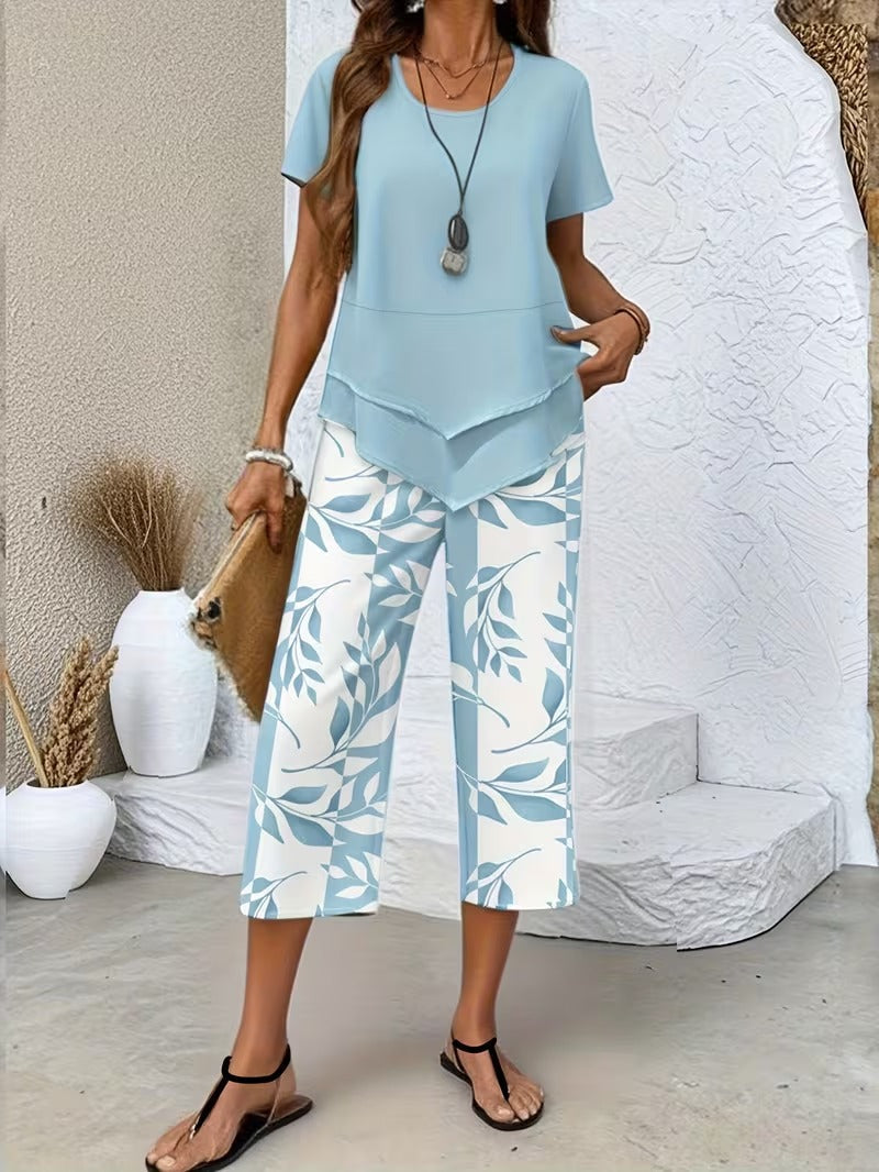 Arvessa™ | Set due pezzi casual con stampa a foglie