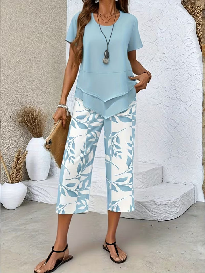 Arvessa™ | Set due pezzi casual con stampa a foglie