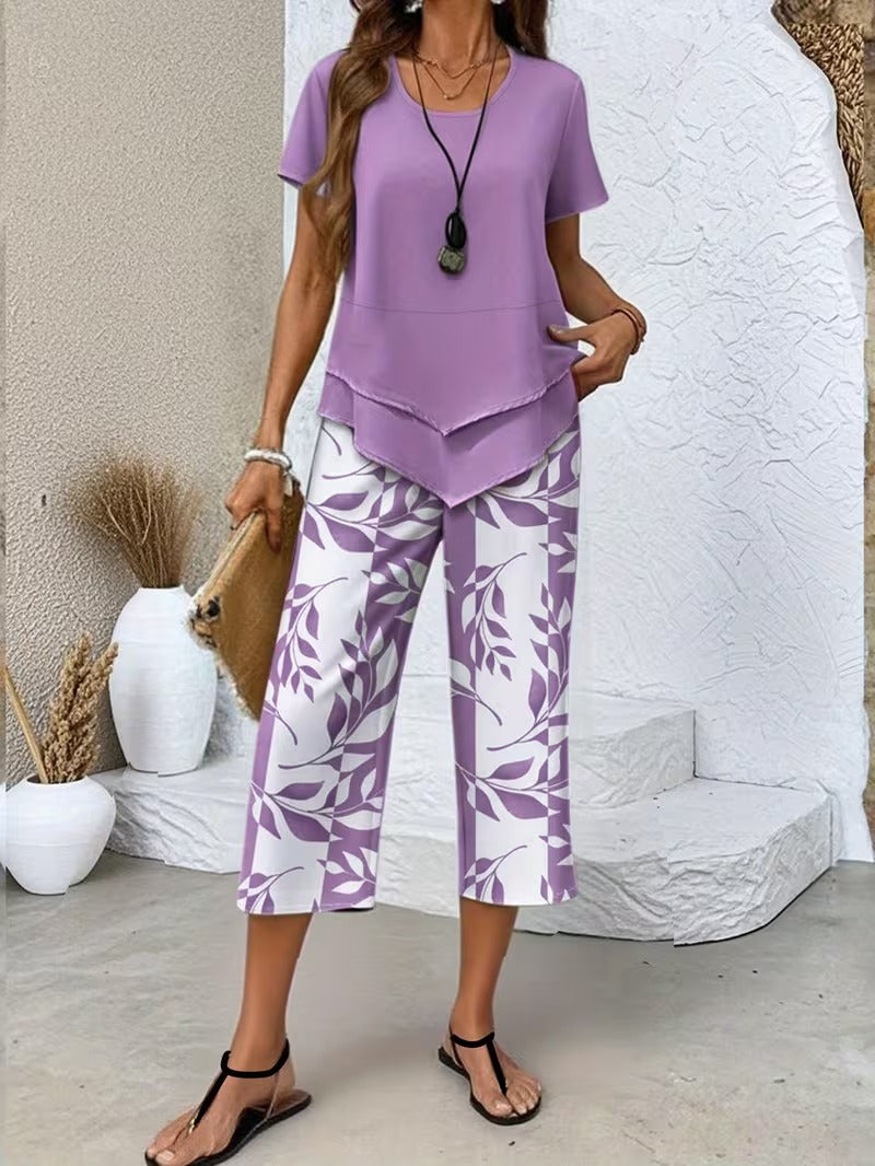 Arvessa™ | Set due pezzi casual con stampa a foglie