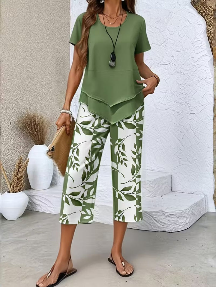 Arvessa™ | Set due pezzi casual con stampa a foglie