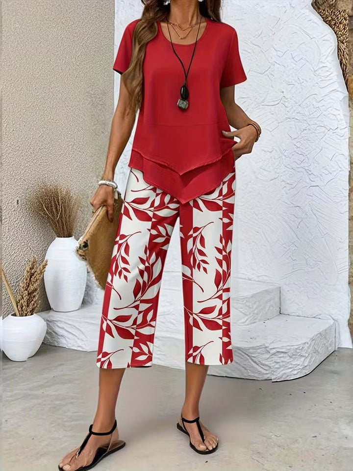Arvessa™ | Set due pezzi casual con stampa a foglie