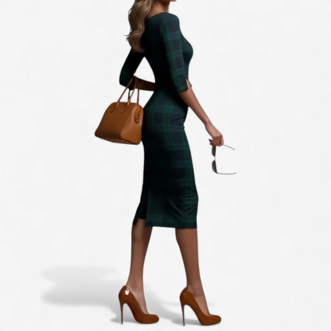 Madina™ – Abito Midi a Quadri Elegante da Donna