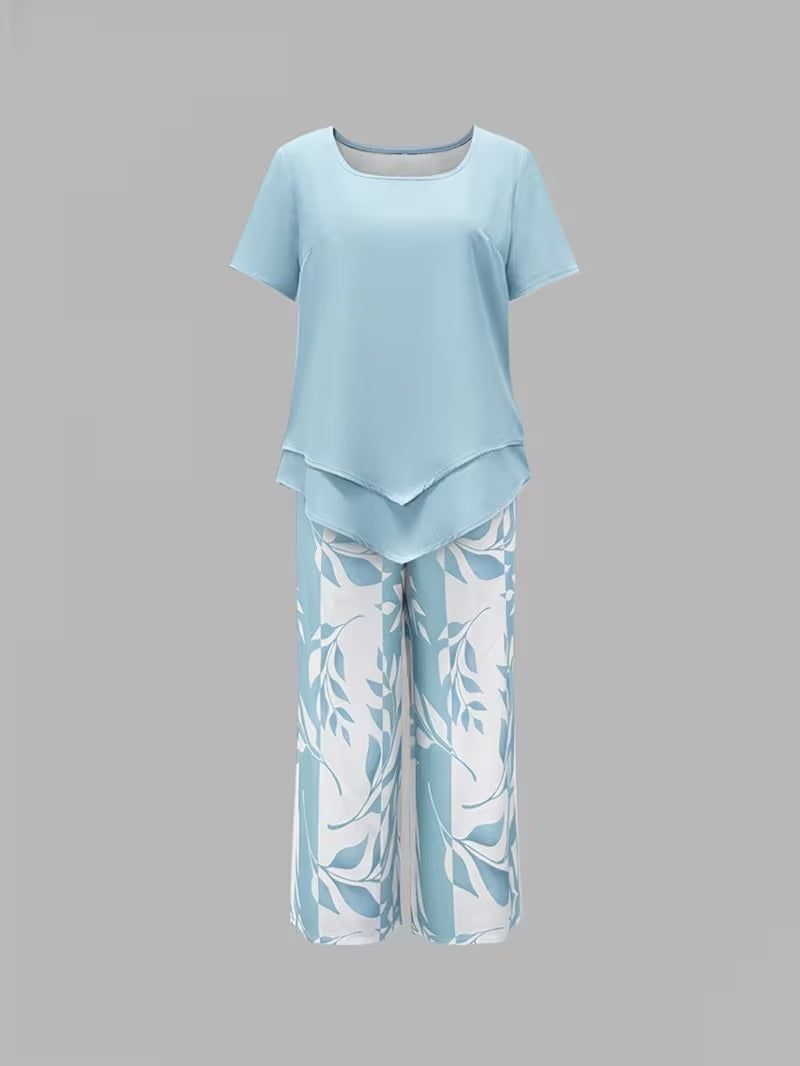 Arvessa™ | Set due pezzi casual con stampa a foglie