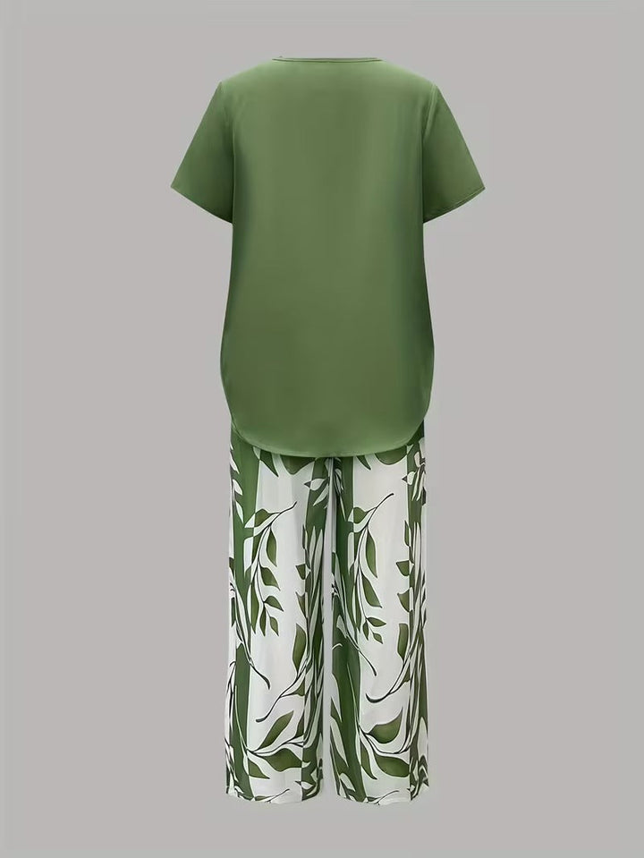 Arvessa™ | Set due pezzi casual con stampa a foglie