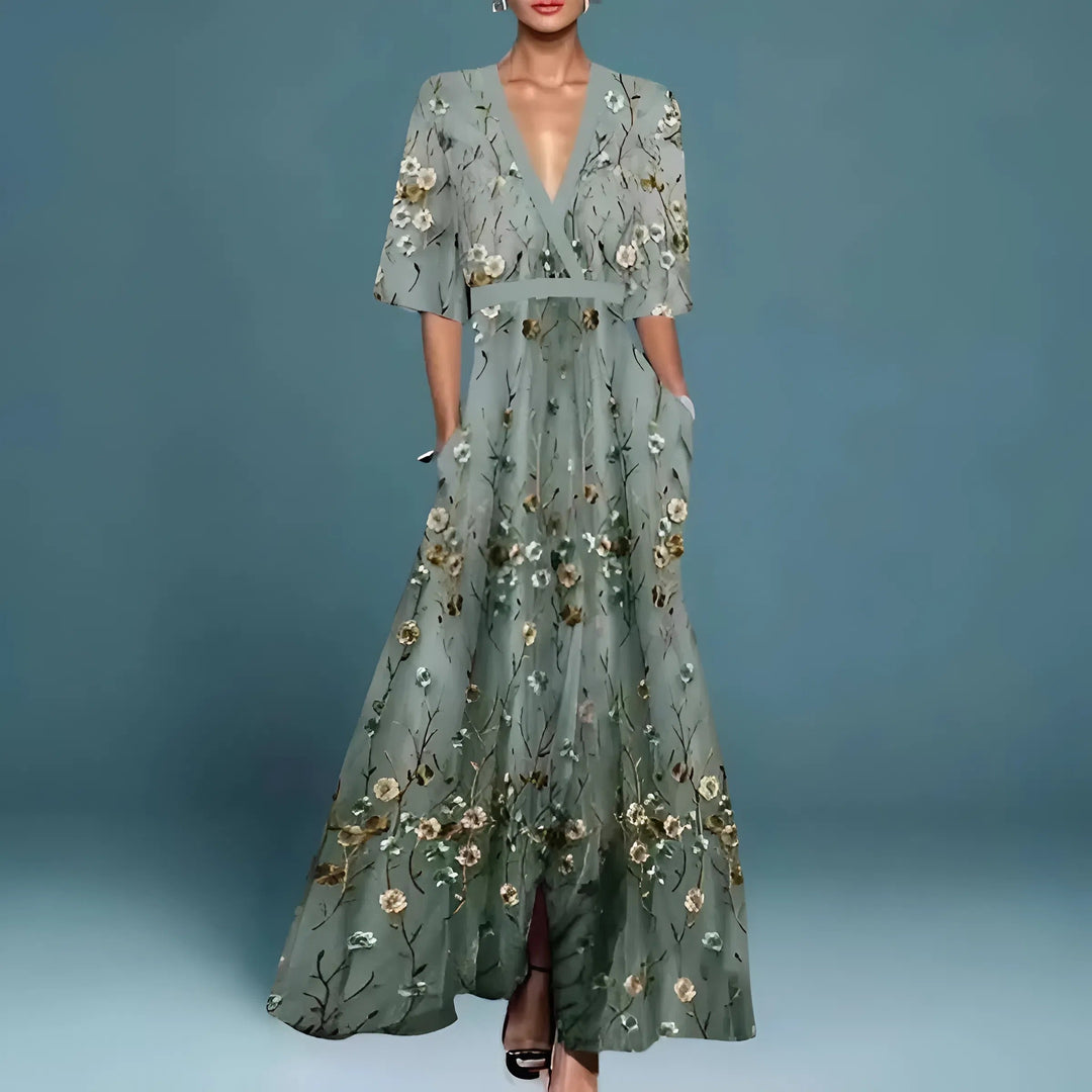 Valentina | Abito Maxi Elegante con Scollo Profondo