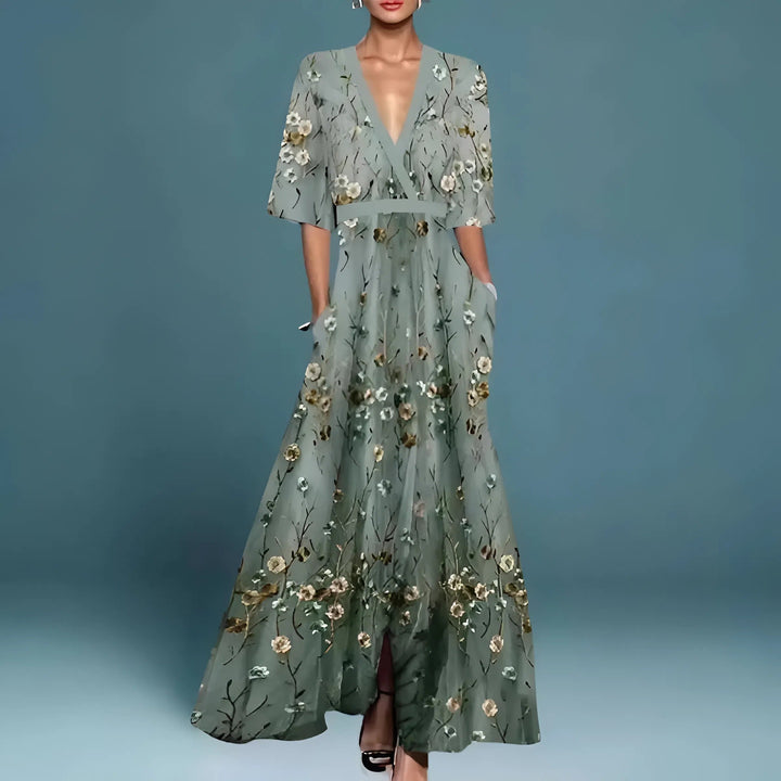 Valentina | Abito Maxi Elegante con Scollo Profondo