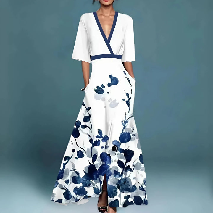 Valentina | Abito Maxi Elegante con Scollo Profondo