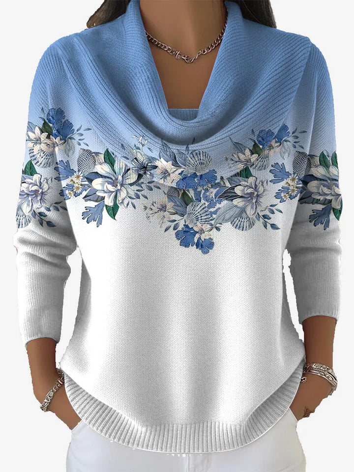 Tasnime | Maglione floreale sfumato con collo morbido