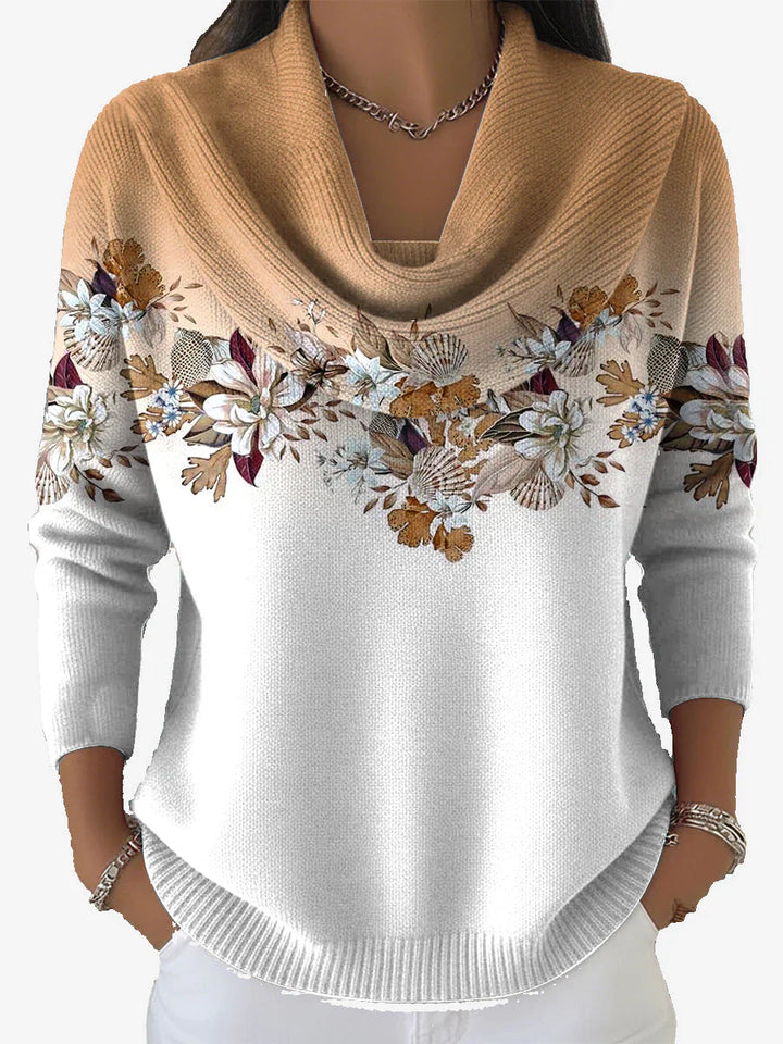 Tasnime | Maglione floreale sfumato con collo morbido