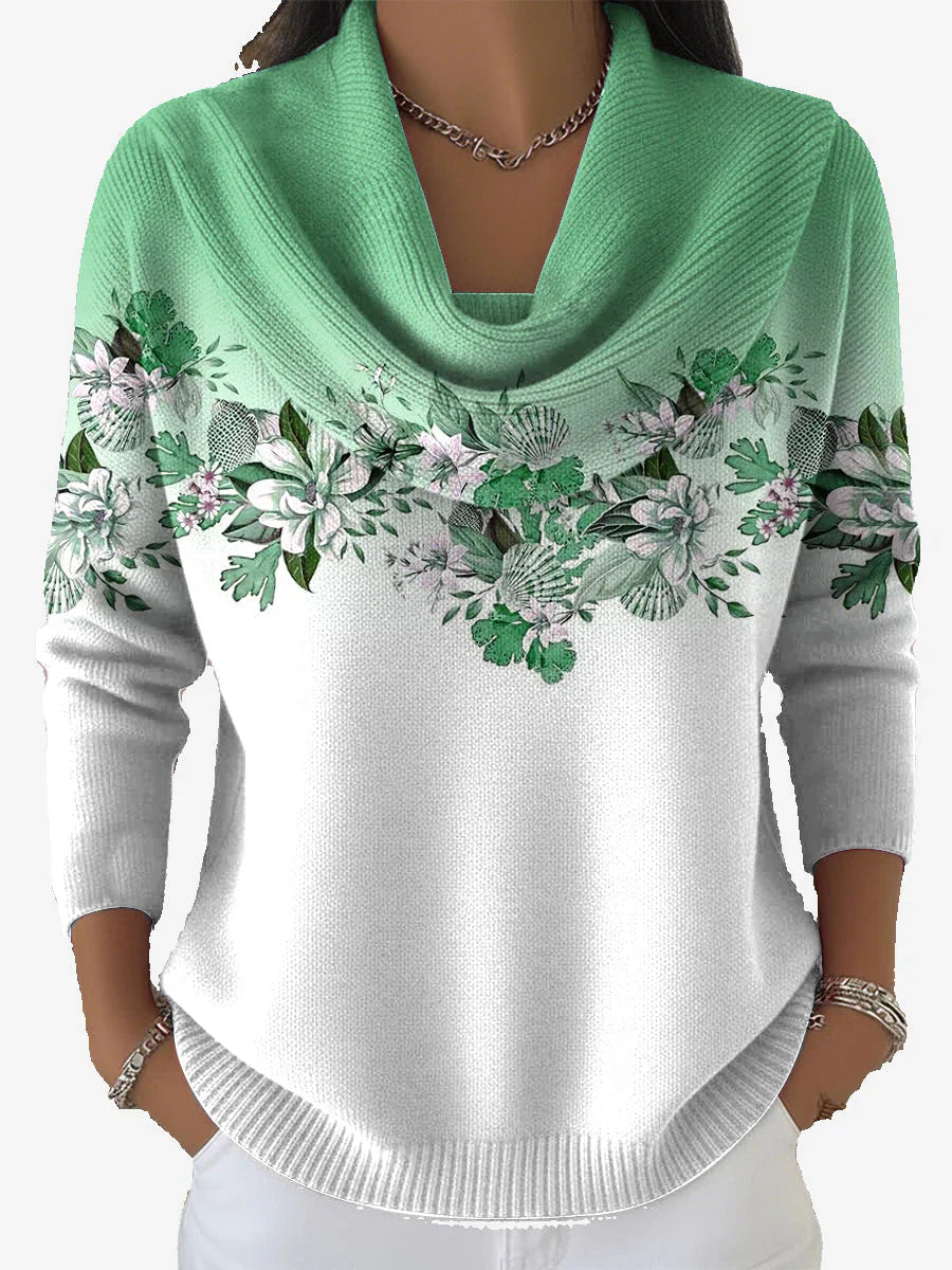 Tasnime | Maglione floreale sfumato con collo morbido