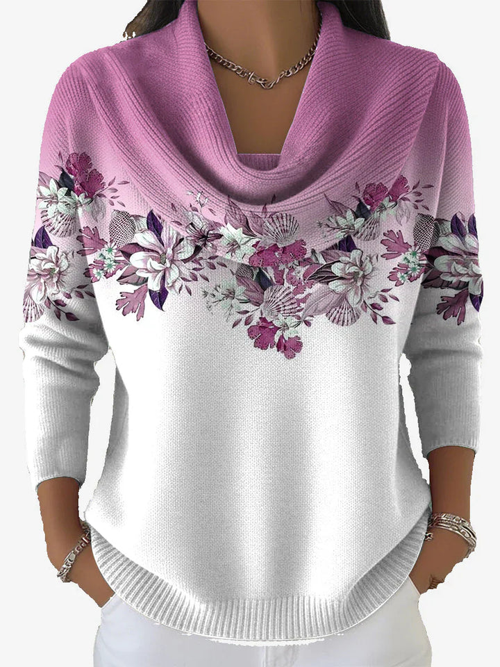 Tasnime | Maglione floreale sfumato con collo morbido